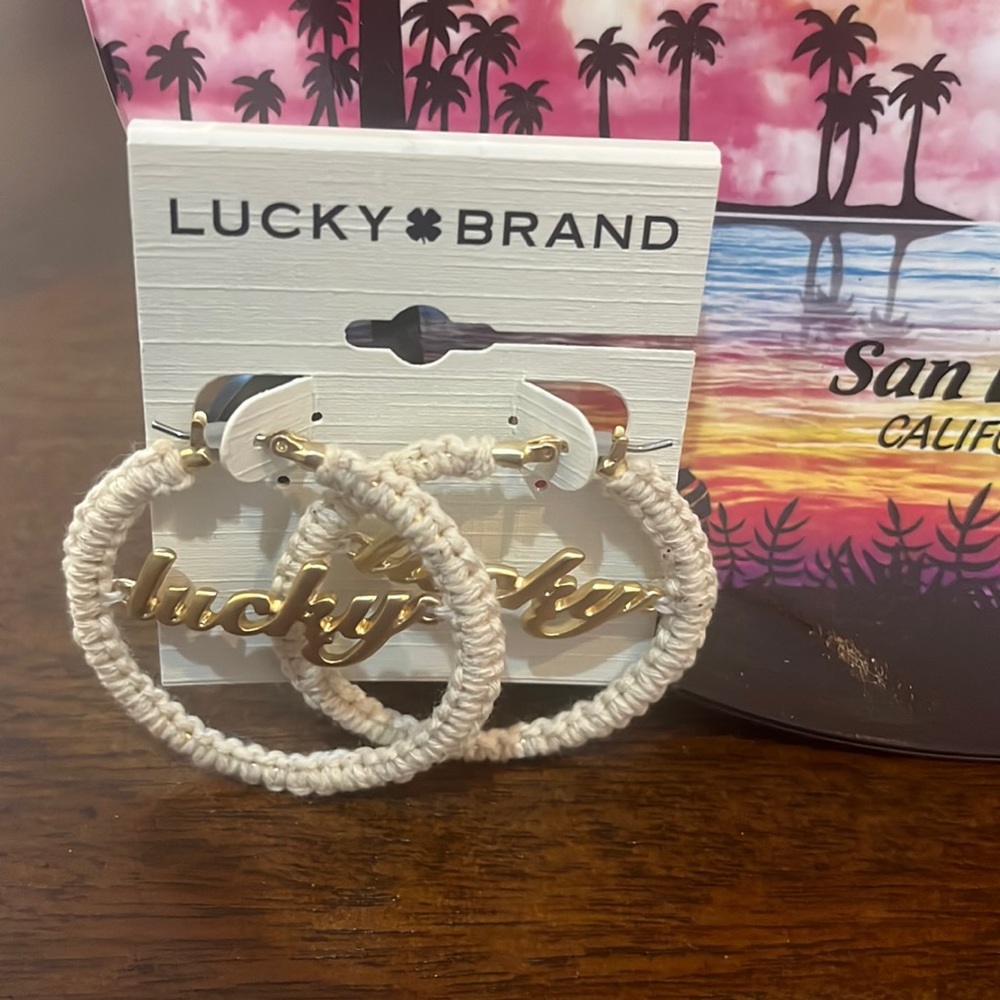 Lucky Brand Macramé logo earrings new with tag